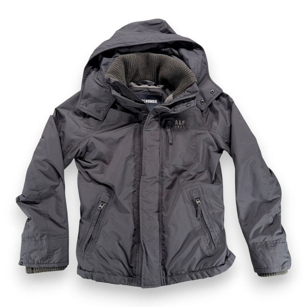 Abercrombie Fitch Jacket Adult MEDIUM Gray All Weather Warrior Parka Hooded